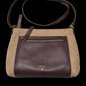Fossil Dark Brown and Tan Crossbody Bag